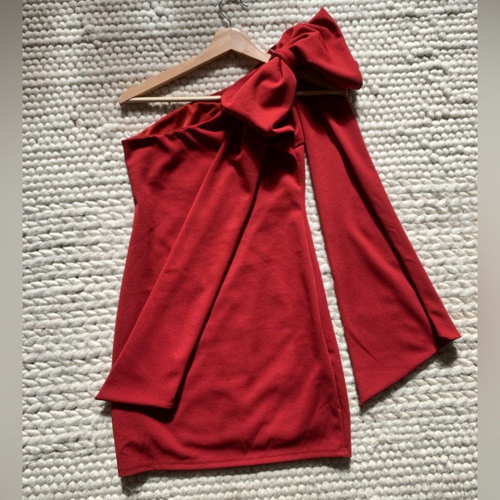 One-shoulder Big Bow Cocktail Dress